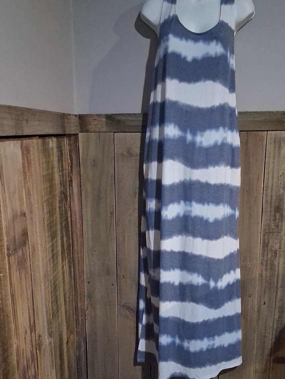 Sew In Love Navy and White Striped Tie-Dye Maxi Dress